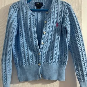 Girls Powder Blue Polo by Ralph Lauren Cardigan, Sz 7